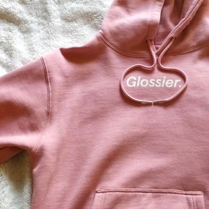 Glossier pink hoodie XS